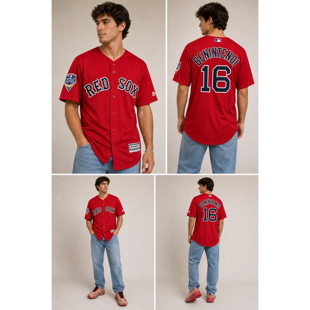 Majestic Boston Red Sox Andrew Benintendi 16 2018 World Series Jersey Mens Small